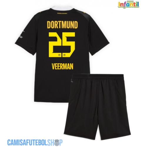 Camisa de time de futebol Borussia Dortmund Joey Veerman #25 Replicas 2º Equipamento Infantil 2026-27 Manga Curta (+ Calças curtas)